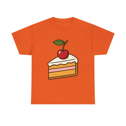Cherry on Top Italian Design Art  Cute Cake Slice with Glossy Fruit