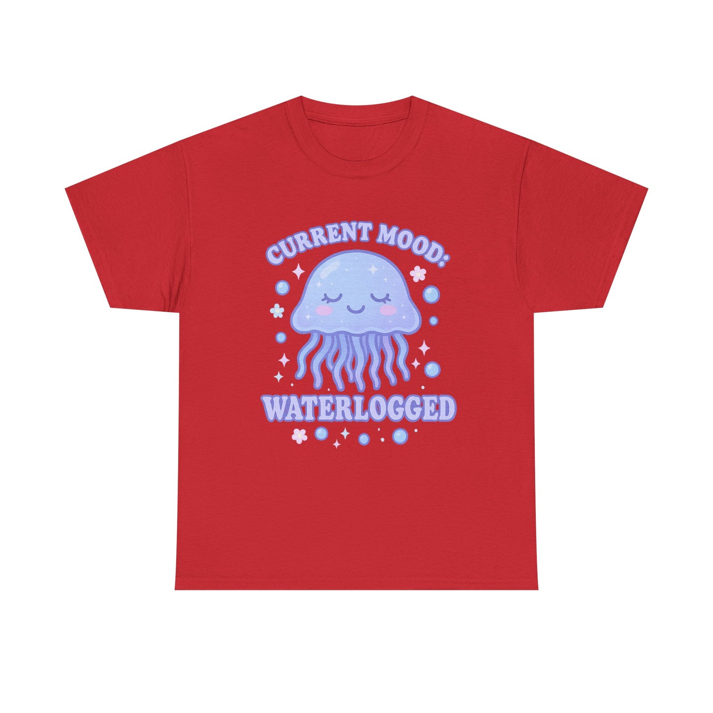 Current Mood Waterlogged Kawaii Jellyfish Pastel Bubble T-Shirt Design