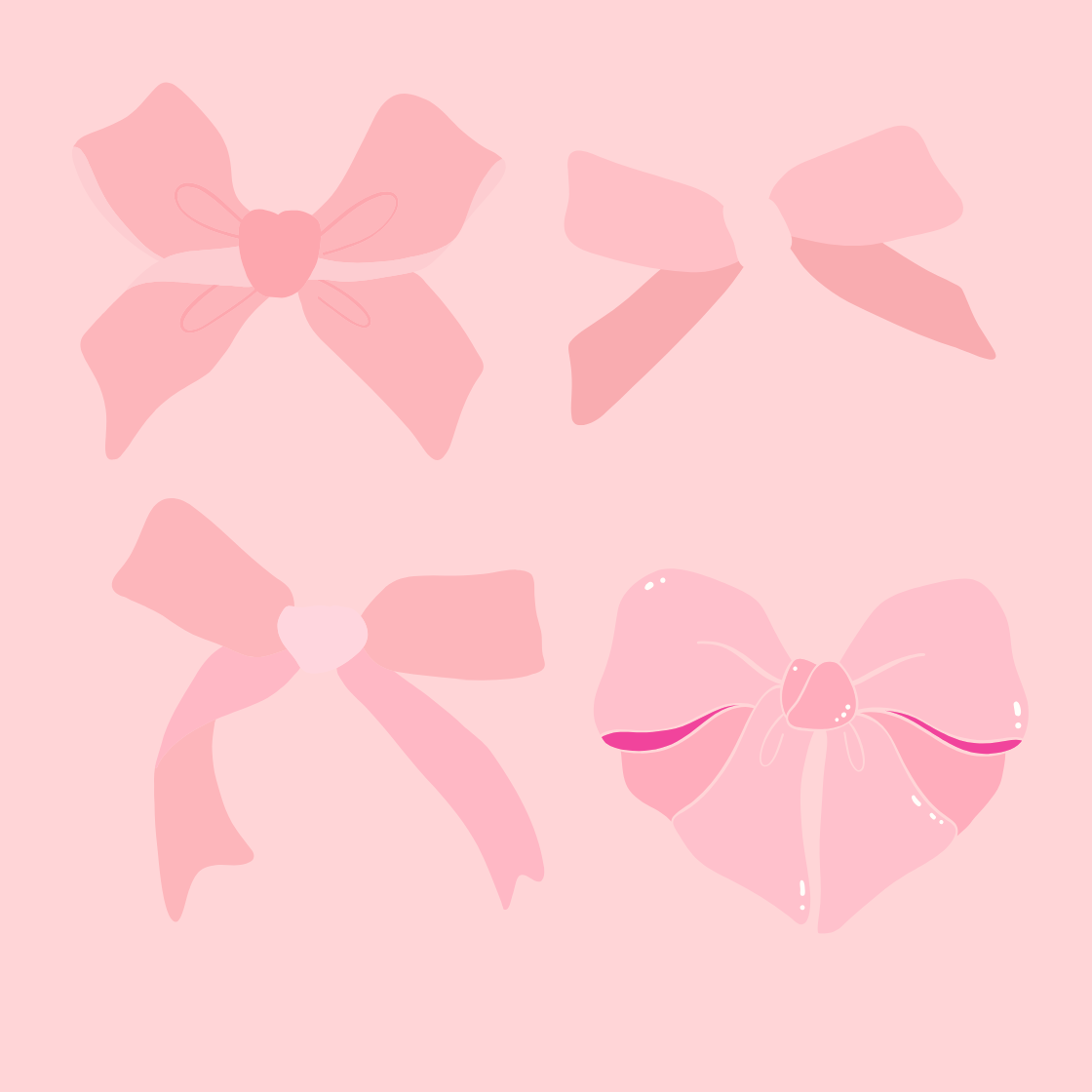 Messy Coquette Bows – Editable Canva Elements & PNG | Feminine Aesthetic Clipart