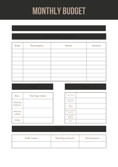 Financial Planner Editable Canva Template for Budget Management Success
