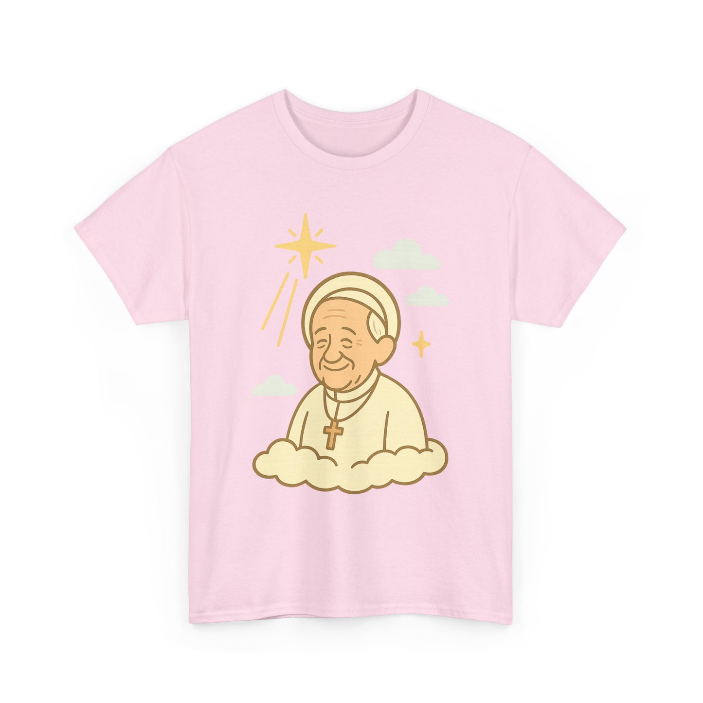 Heavenly Pope Francis in Cartoon Style | Floating Cloud Tribute Illustration