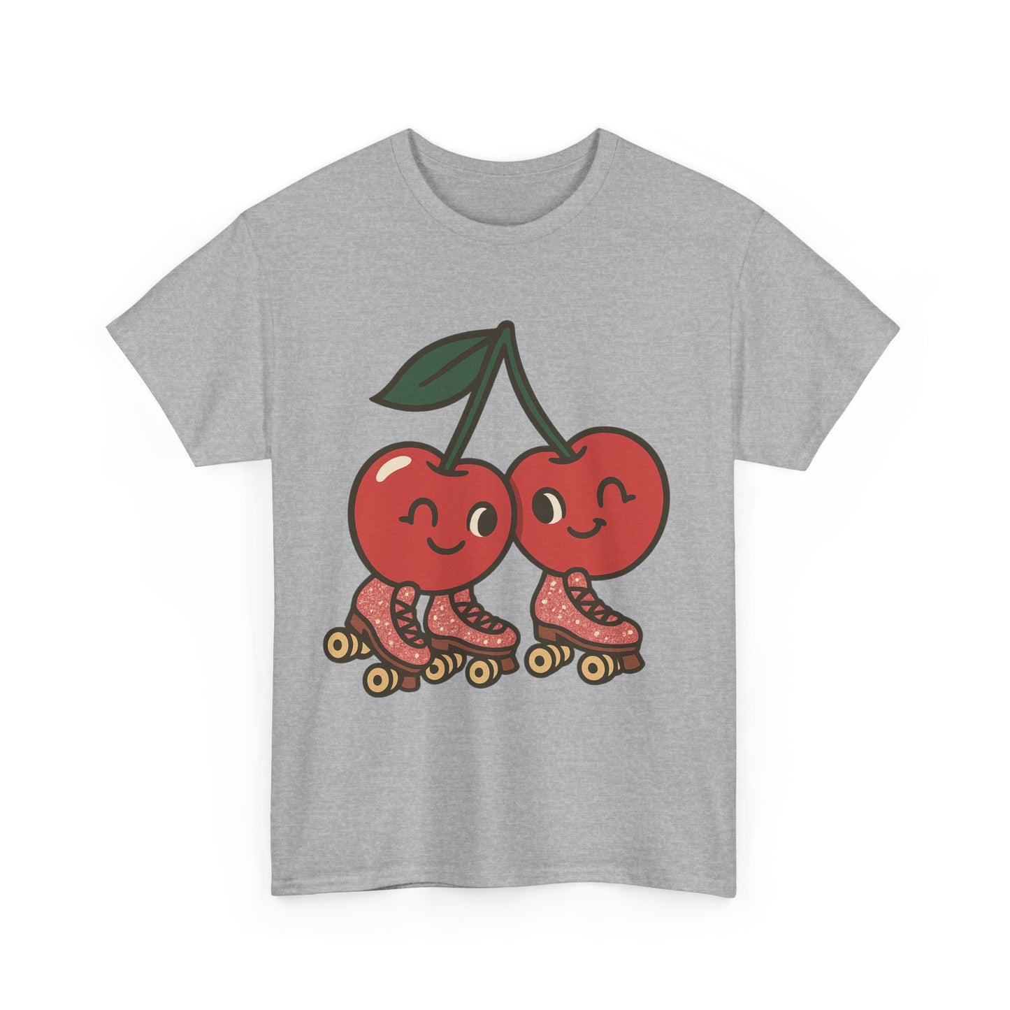 Roller Skating Cherries Italian Design Art Retro Glitter Fruit on Wheels Illustration