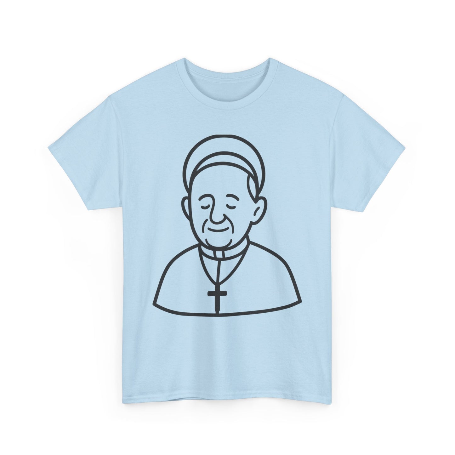 Simple Line Art Pope Francis with Halo | Transparent Minimal Outline