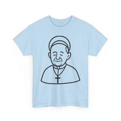 Simple Line Art Pope Francis with Halo | Transparent Minimal Outline