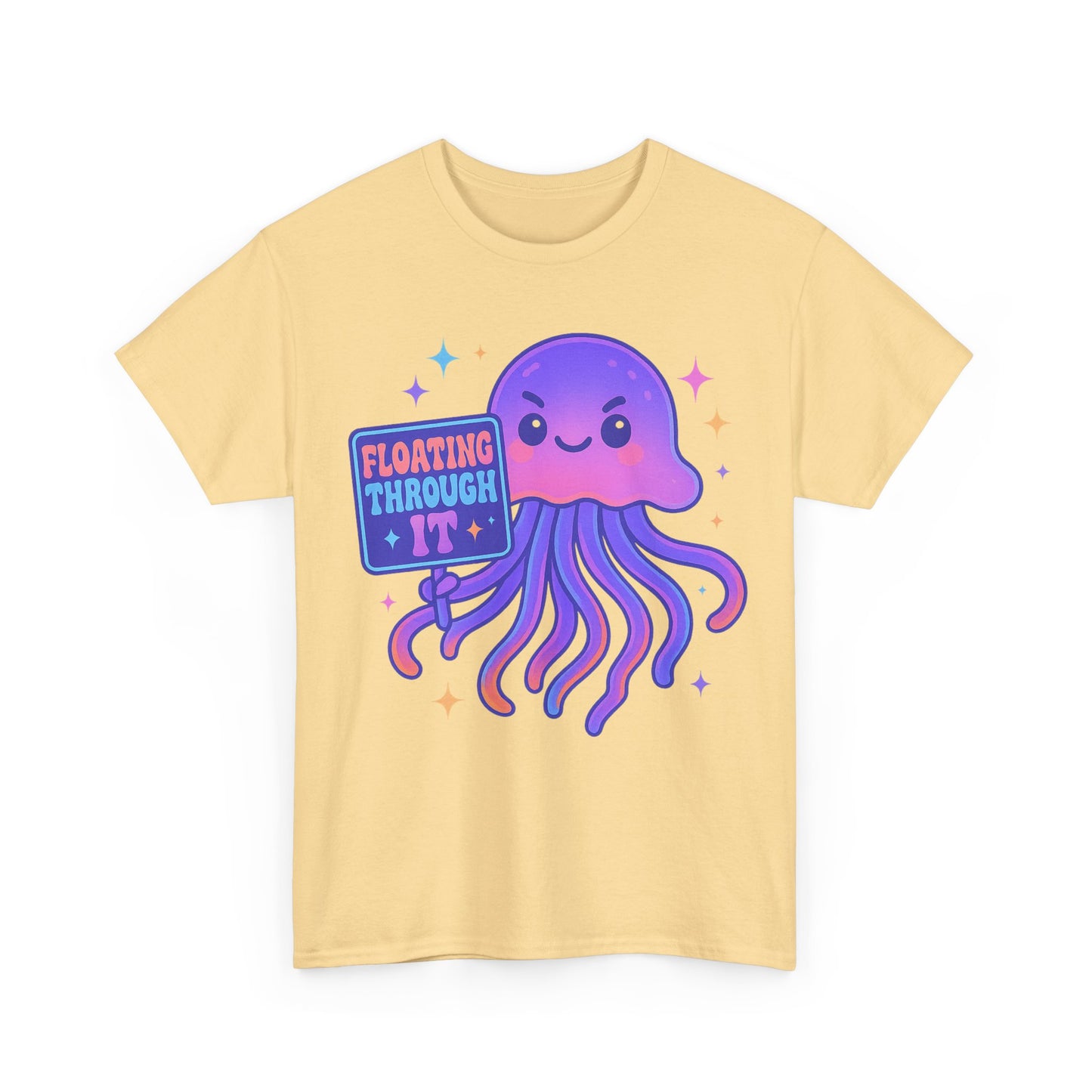 Floating Through It Kawaii Empowered Jellyfish Neon Sign Shirt Design