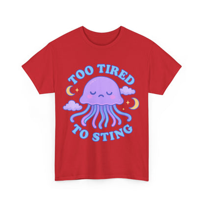 Too Tired To Sting Sleepy Jellyfish Pastel Moon Cloud T-Shirt Design
