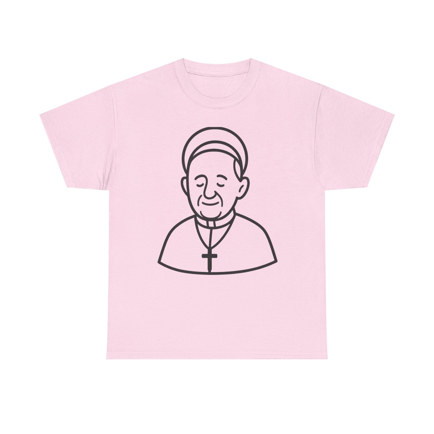 Simple Line Art Pope Francis with Halo | Transparent Minimal Outline