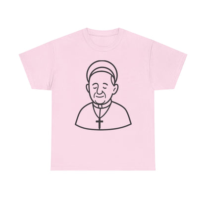 Simple Line Art Pope Francis with Halo | Transparent Minimal Outline