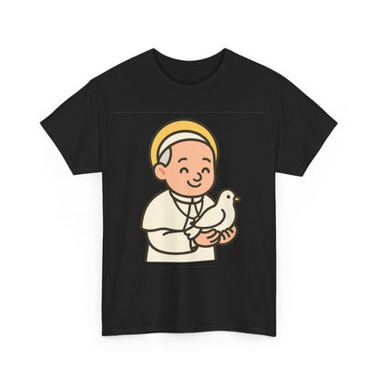 Kawaii Pope Francis with Dove Transparent Background Tribute Illustration