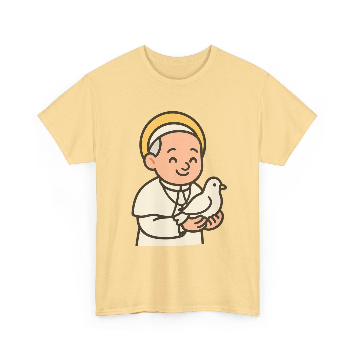 Kawaii Pope Francis with Dove Transparent Background Tribute Illustration