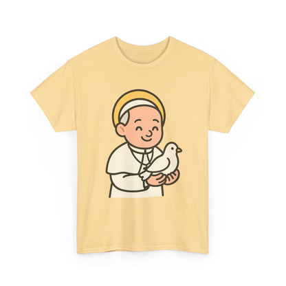 Kawaii Pope Francis with Dove Transparent Background Tribute Illustration