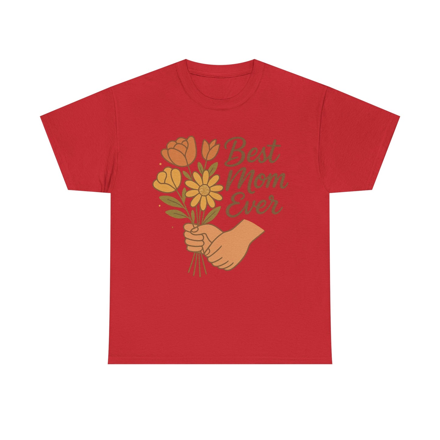 Retro Best Mom Ever Hands and Flowers Mother's Day Illustration