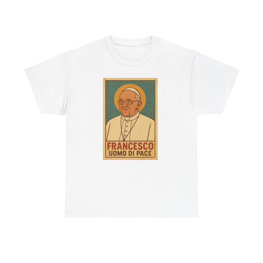 Francesco Uomo di Pace | Retro Poster Illustration of Pope Francis