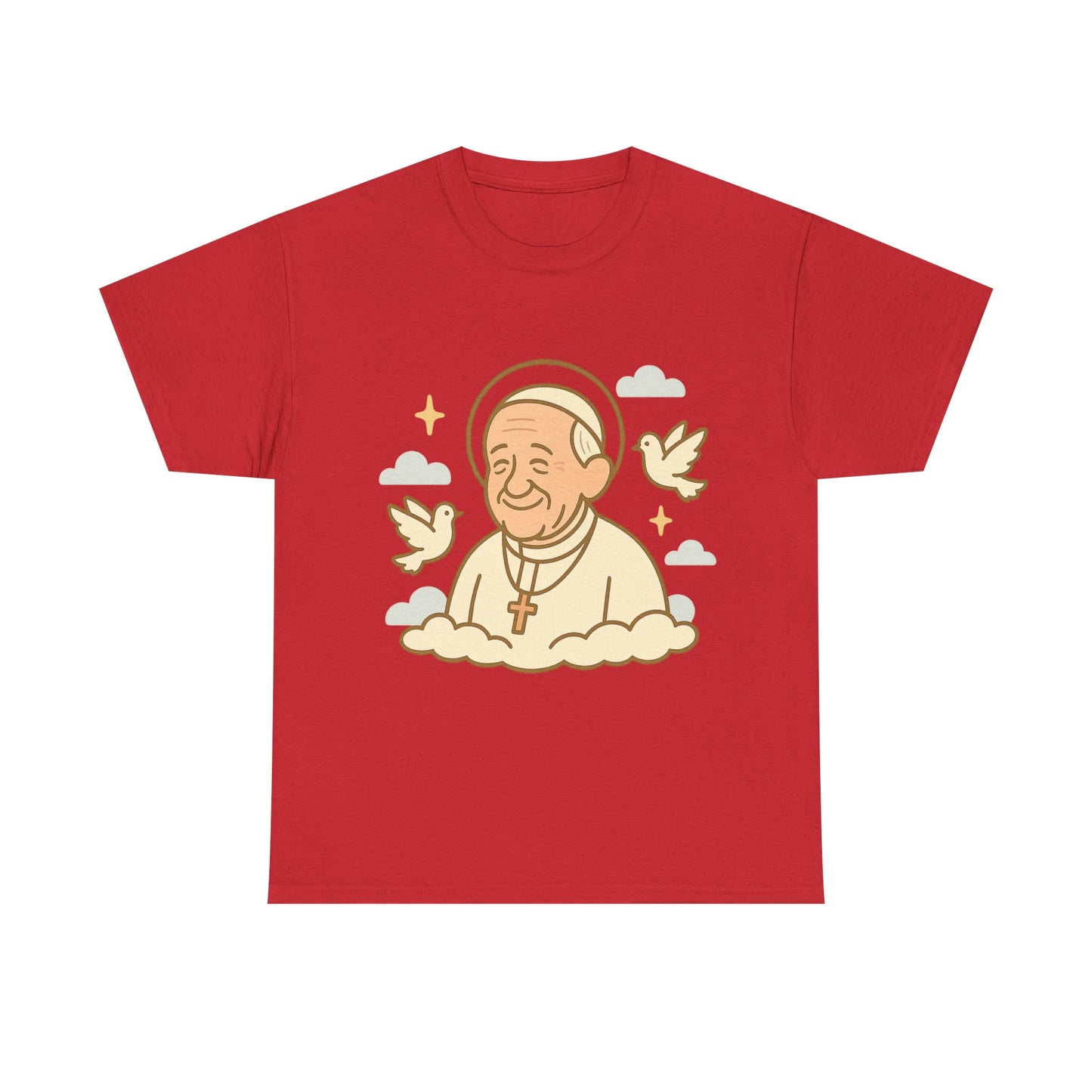 Spiritual Pope Francis with Doves | Celestial Tribute Cartoon Illustration