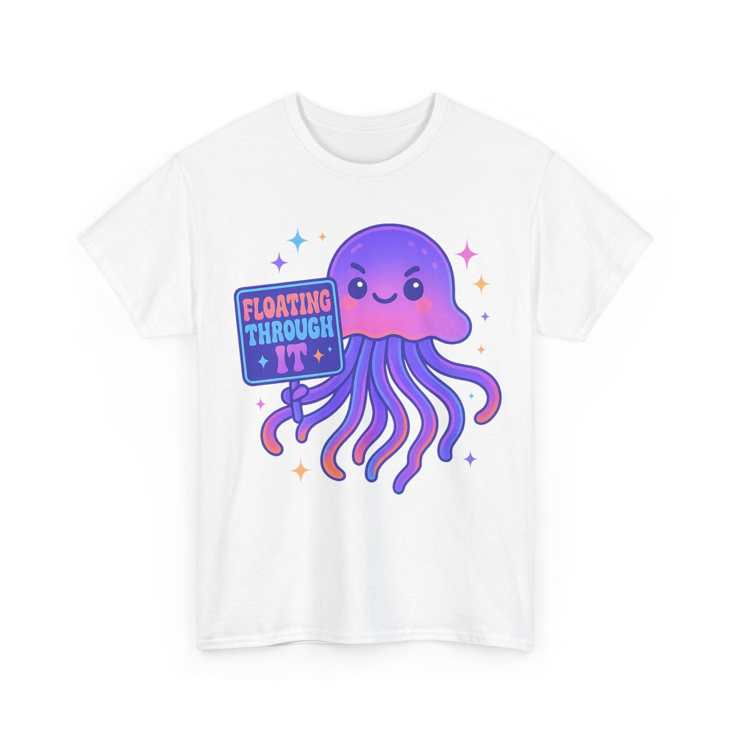 Floating Through It Kawaii Empowered Jellyfish Neon Sign Shirt Design