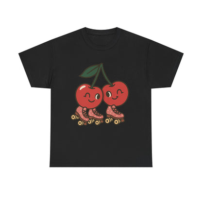 Roller Skating Cherries Italian Design Art Retro Glitter Fruit on Wheels Illustration