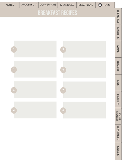Digital Recipe Planner Editable Canva Template for Meal Prepping Success