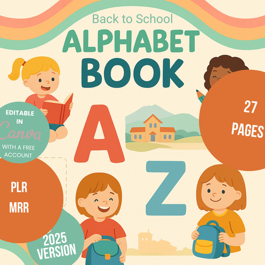 Back to School Alphabet Book Editable Canva Template for Kids Learning