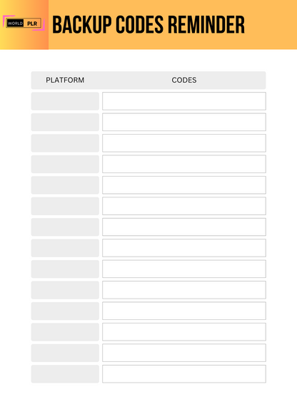 Backup codes Reminder