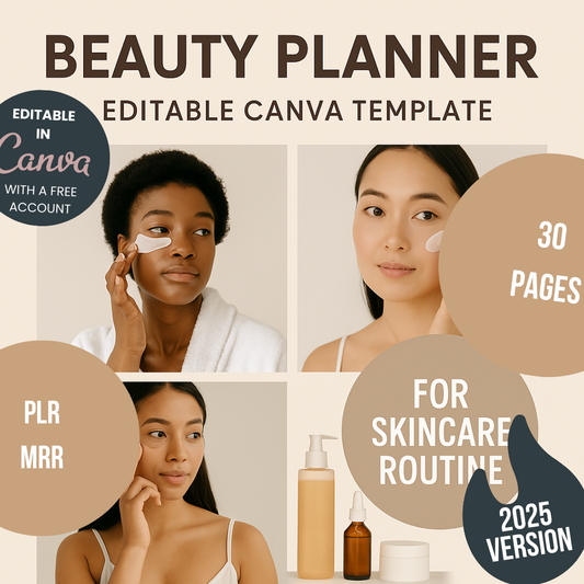 Beauty Planner Editable Canva Template for Skincare Routine