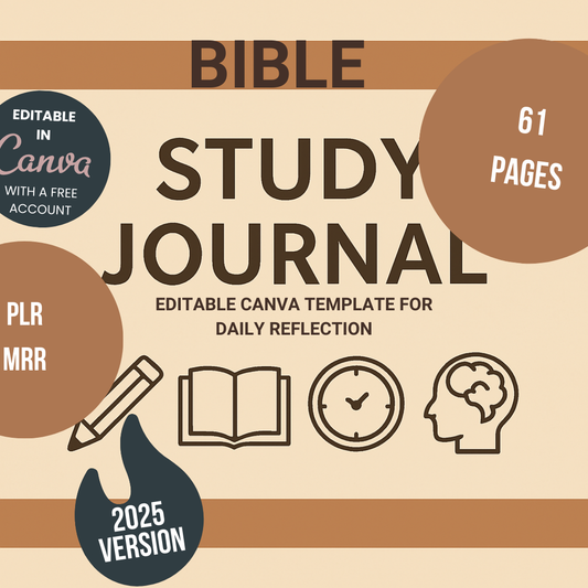 Bible Study Journal Editable Canva Template for Daily Reflection