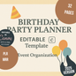 Birthday Party Planner Editable Canva Template for Event Organization