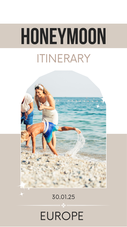 Honeymoon Itinerary Template Editable Canva Design for Trip Planning