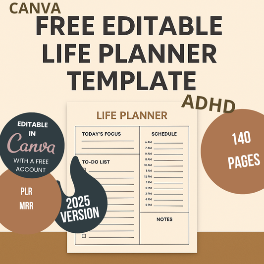 Plantilla de planificador de vida para TDAH editable y gratuita de Canva
