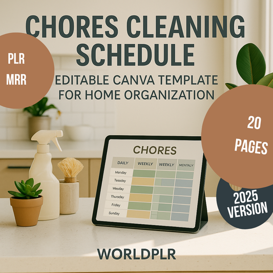 Chores Cleaning Schedule Editable Canva Template for Home Organization