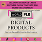 Plantilla editable de Canva para tarjetas de programación de limpieza y organización del hogar