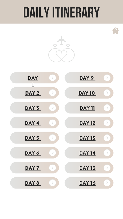 Honeymoon Itinerary Template Editable Canva Design for Trip Planning