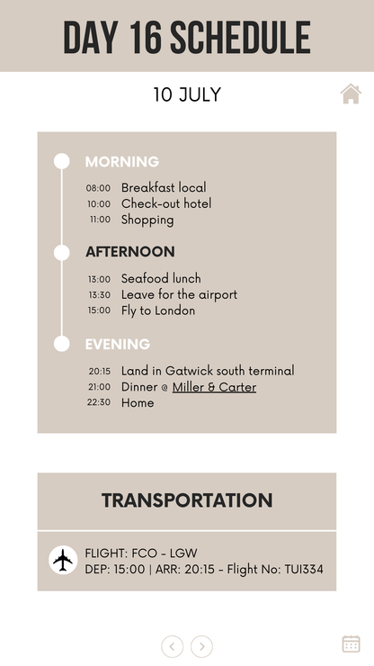 Honeymoon Itinerary Template Editable Canva Design for Trip Planning