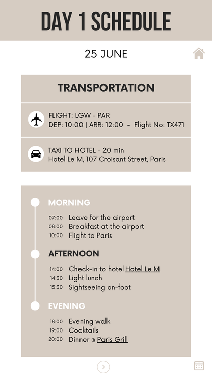Honeymoon Itinerary Template Editable Canva Design for Trip Planning