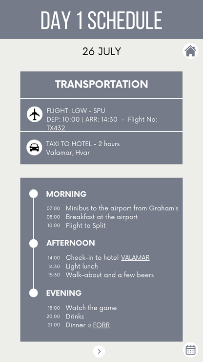 Stag Do Itinerary Mobile Version Editable Canva Template for Events