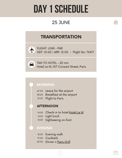 Honeymoon Itinerary Template Editable Canva Design for Trips