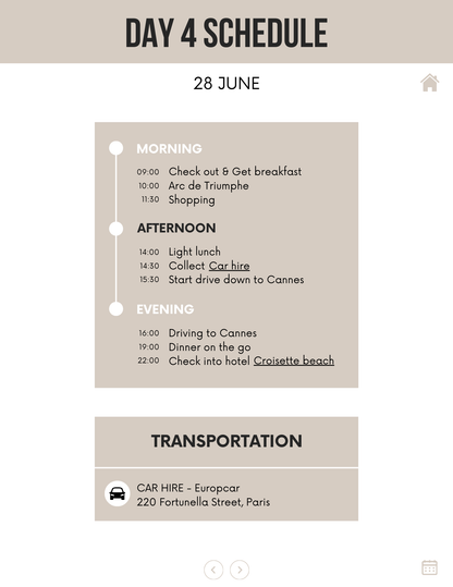 Honeymoon Itinerary Template Editable Canva Design for Trips