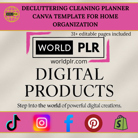 Decluttering Cleaning Planner Editable Canva Template for Home Organization