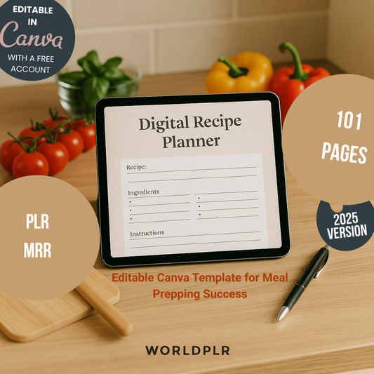 Digital Recipe Planner Editable Canva Template for Meal Prepping Success