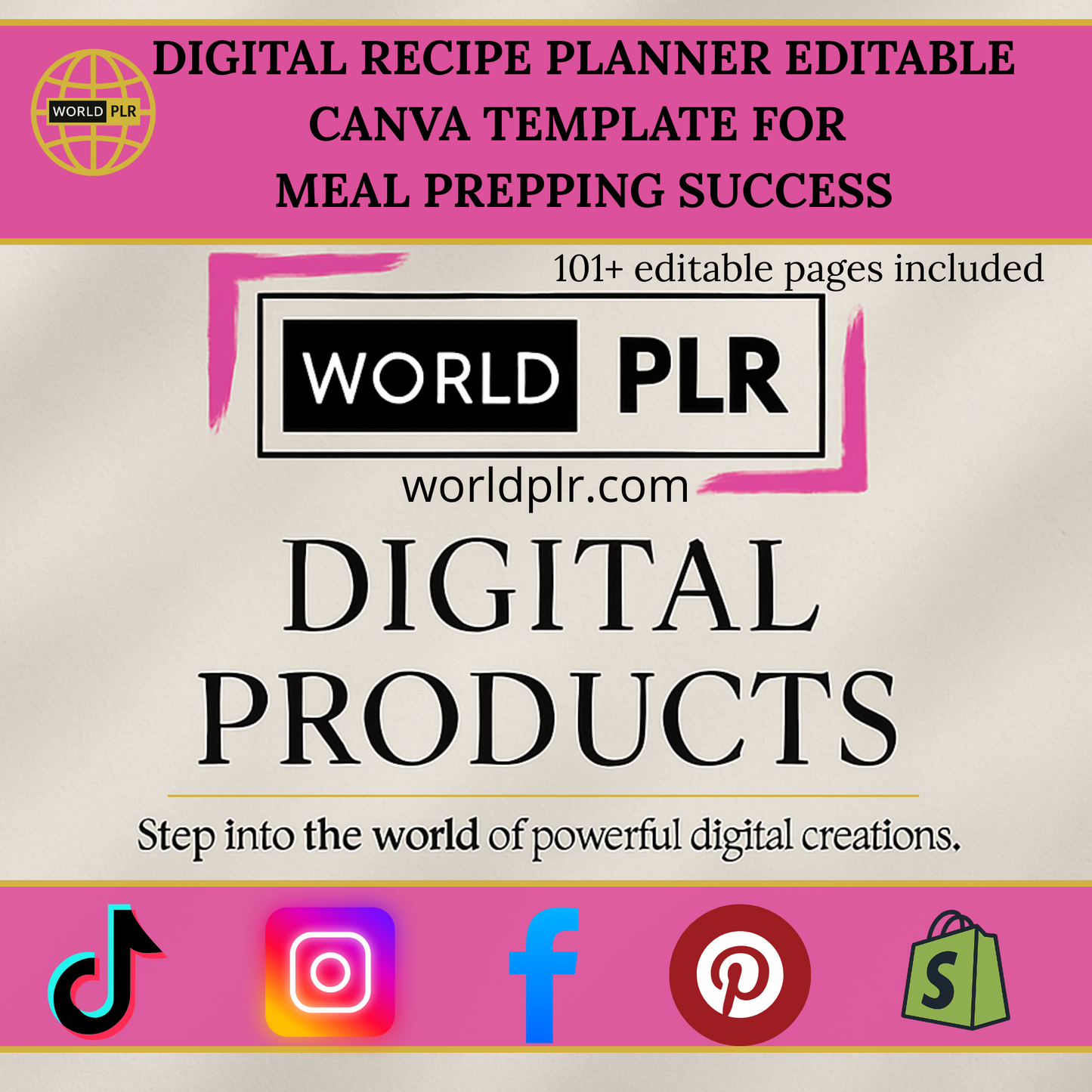Digital Recipe Planner Editable Canva Template for Meal Prepping Success