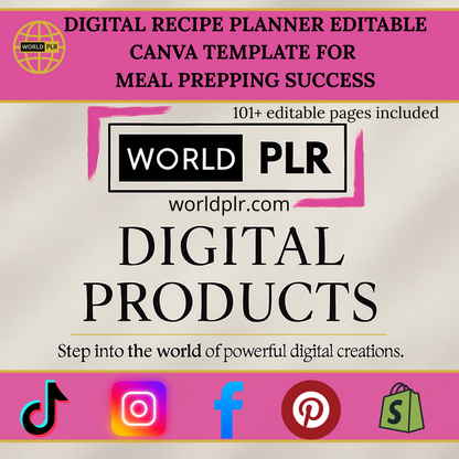 Digital Recipe Planner Editable Canva Template for Meal Prepping Success