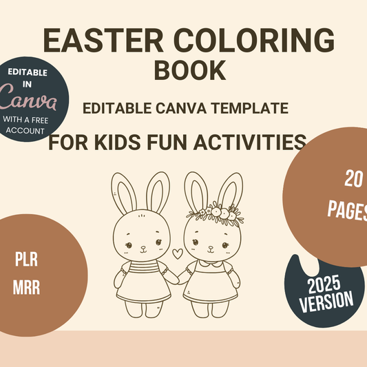 Easter Coloring Book Editable Canva Template for Kids Fun Activities