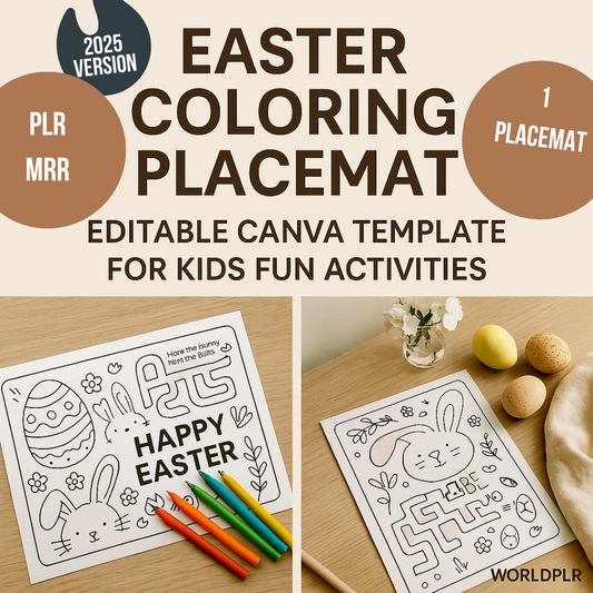 Easter Coloring Placemat Editable Canva Template for Kids Fun Activities