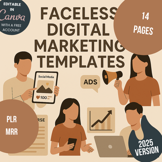 Faceless Digital Marketing Templates Editable Canva Design for Ads Content