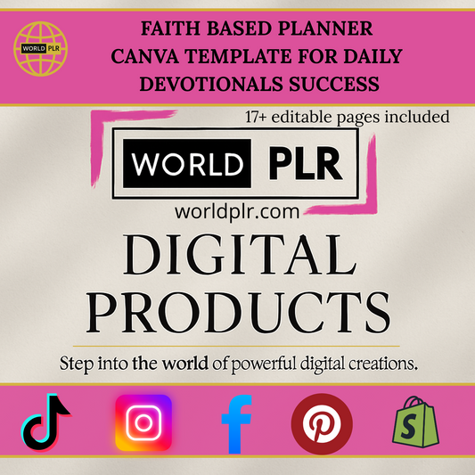 Faith Based Planner Editable Canva Template for Daily Devotionals Success
