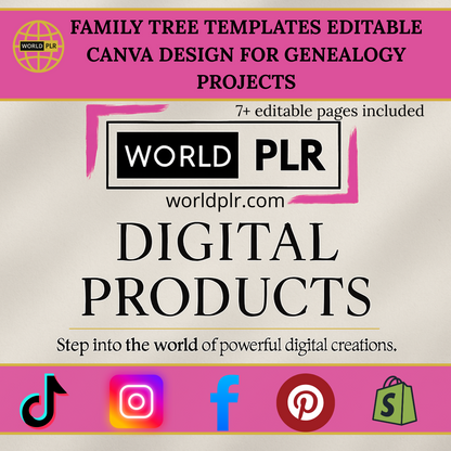 Famili Tree Template Editable Canva Design for Genealogy Project