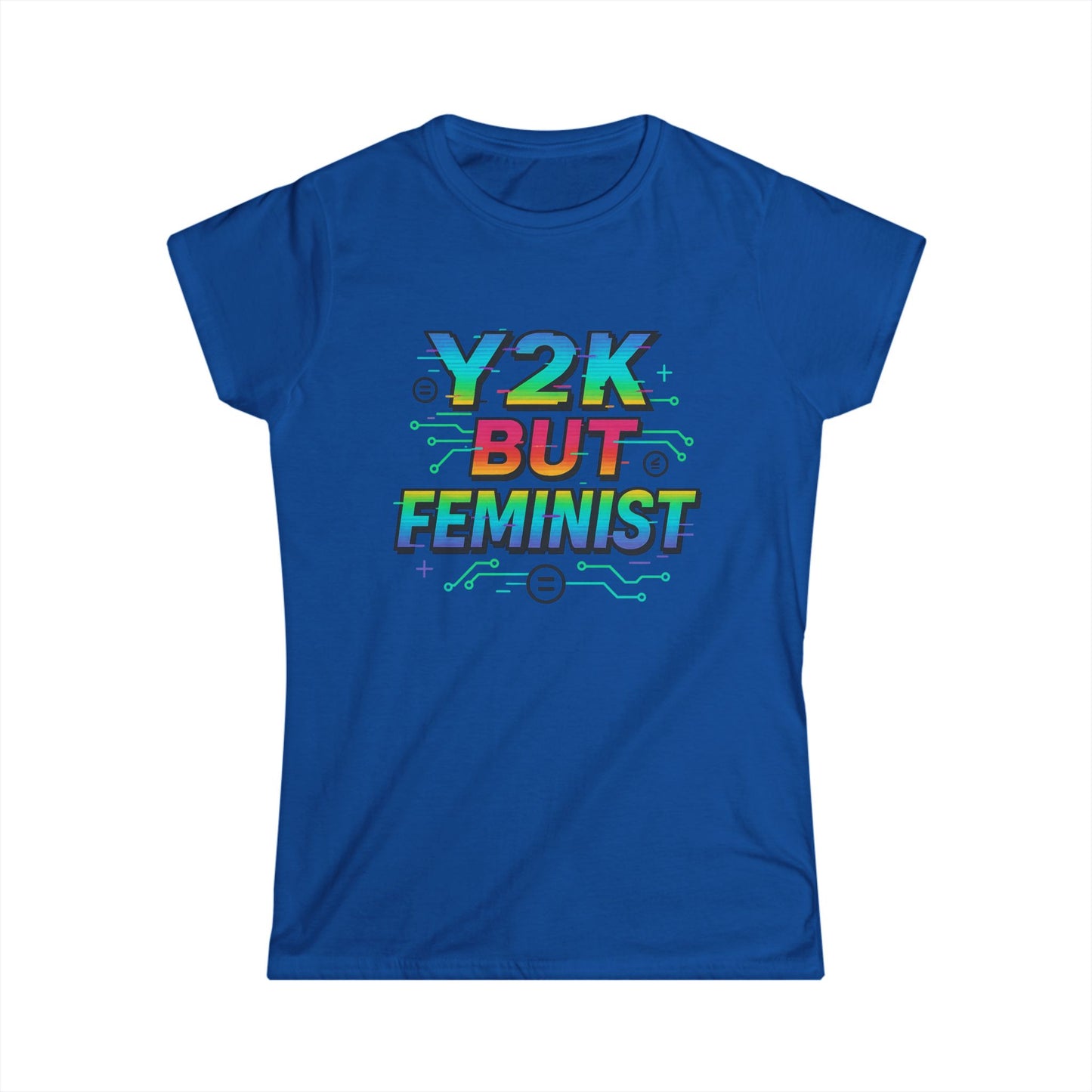 Y2K Glitch Cloth T-Shirt - Y2K BUT FEMINIST | Rainbow Tech Equality Tee | Digital Empowerment Graphic