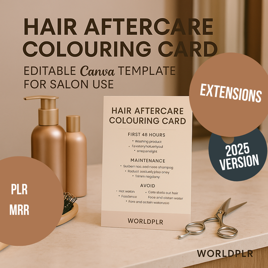 Hair Aftercare Colouring Card Editable Canva Template for Salon Use