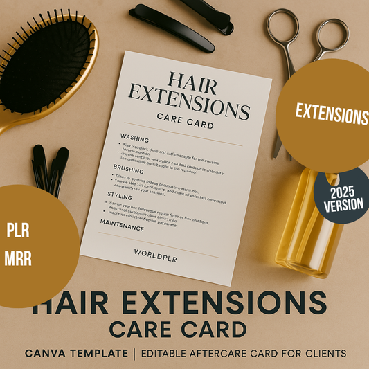 Hair Extensions Care Card Canva Template – Editable Aftercare Card for Clients