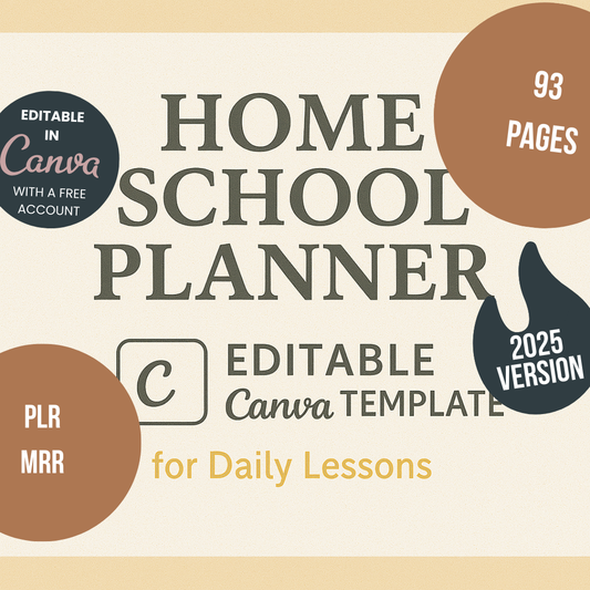 Home School Planner Editable Canva Template for Daily Lessons
