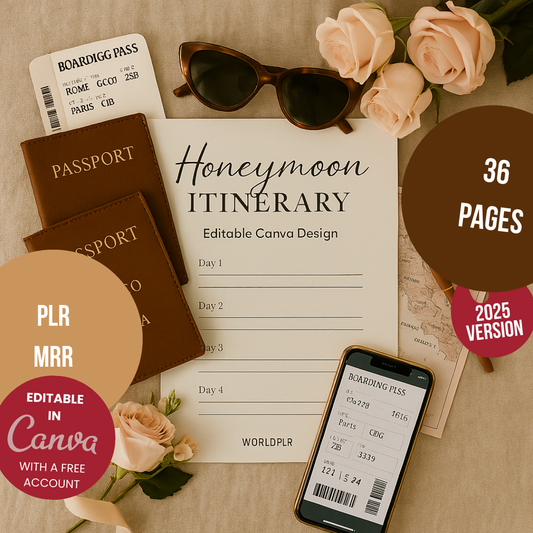 Honeymoon Itinerary Template Editable Canva Design for Trip Planning